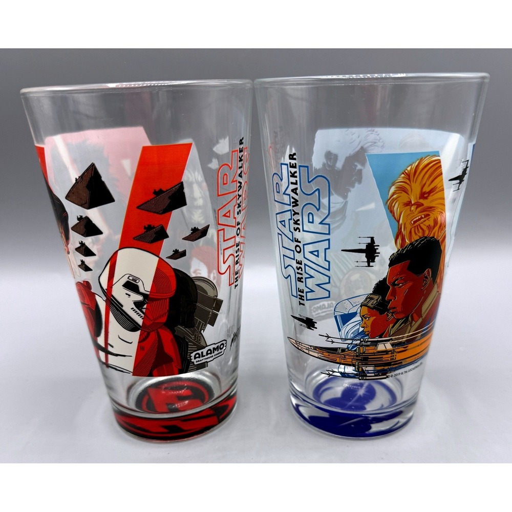Star Wars The Rise of Skywalker Alamo Drafthouse Pint Glasses Light+Dark Side-A